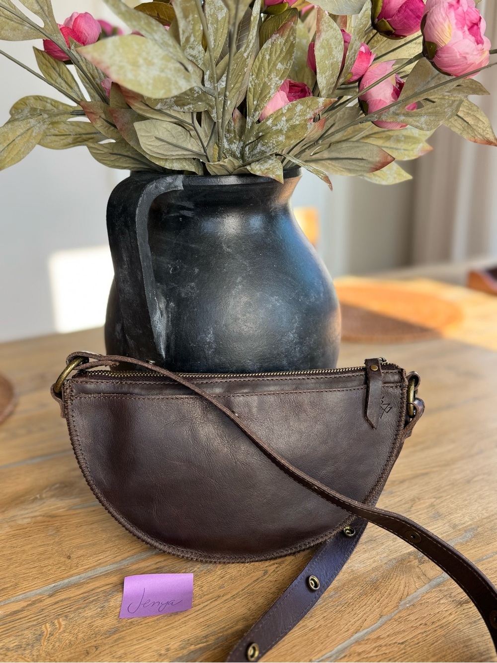Lyons Leather Bee Leather Crossbody Bag - Espresso - Picture 2 of 5